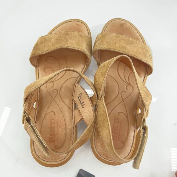 Born Womens Sandal Size 8 Brown Suede Leather Flat Slingback Open Toe Shoe - Picture 12 of 13